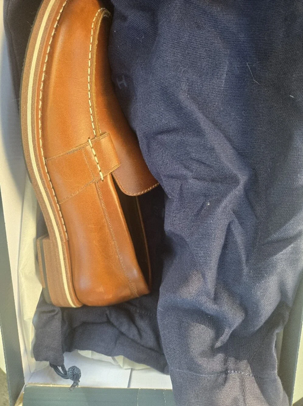 HELM Wilson Loafers Teak Leather Men's 6D (Fits Like 7.5) | Box & Dust Bag